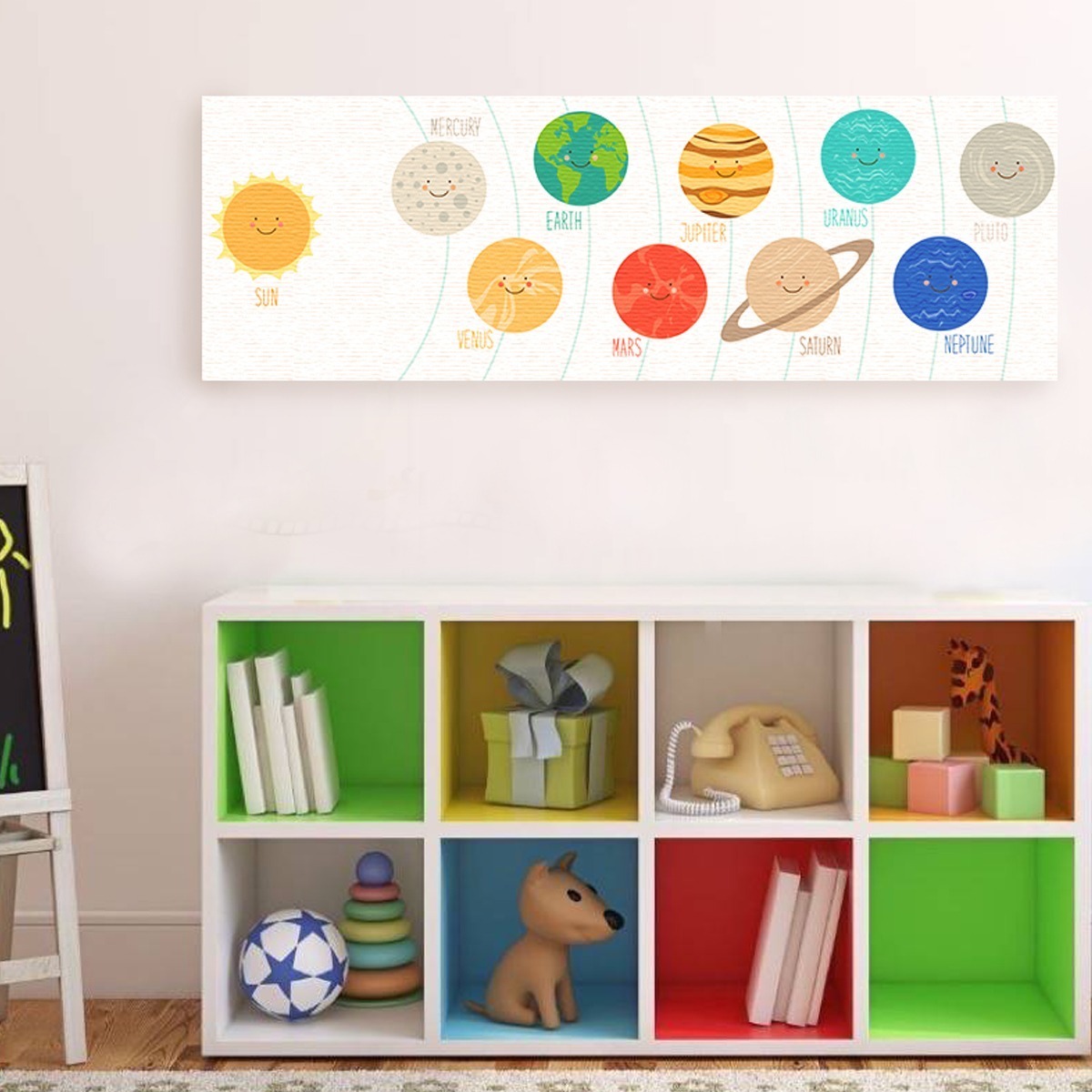 Foto 3 pulgar | Cuadro Decorativo Para Cuarto Niños Planetas Sistema Solar Color Multicolor Armazón N/a