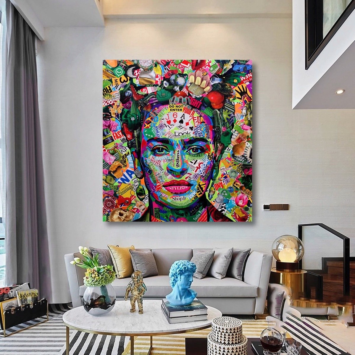 Foto 2 pulgar | Cuadro Frida Kahlo Graffiti Canvas Grueso 90x80cm Premium Hd