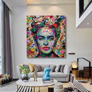 Foto 1 | Cuadro Frida Kahlo Graffiti Canvas Grueso 90x80cm Premium Hd