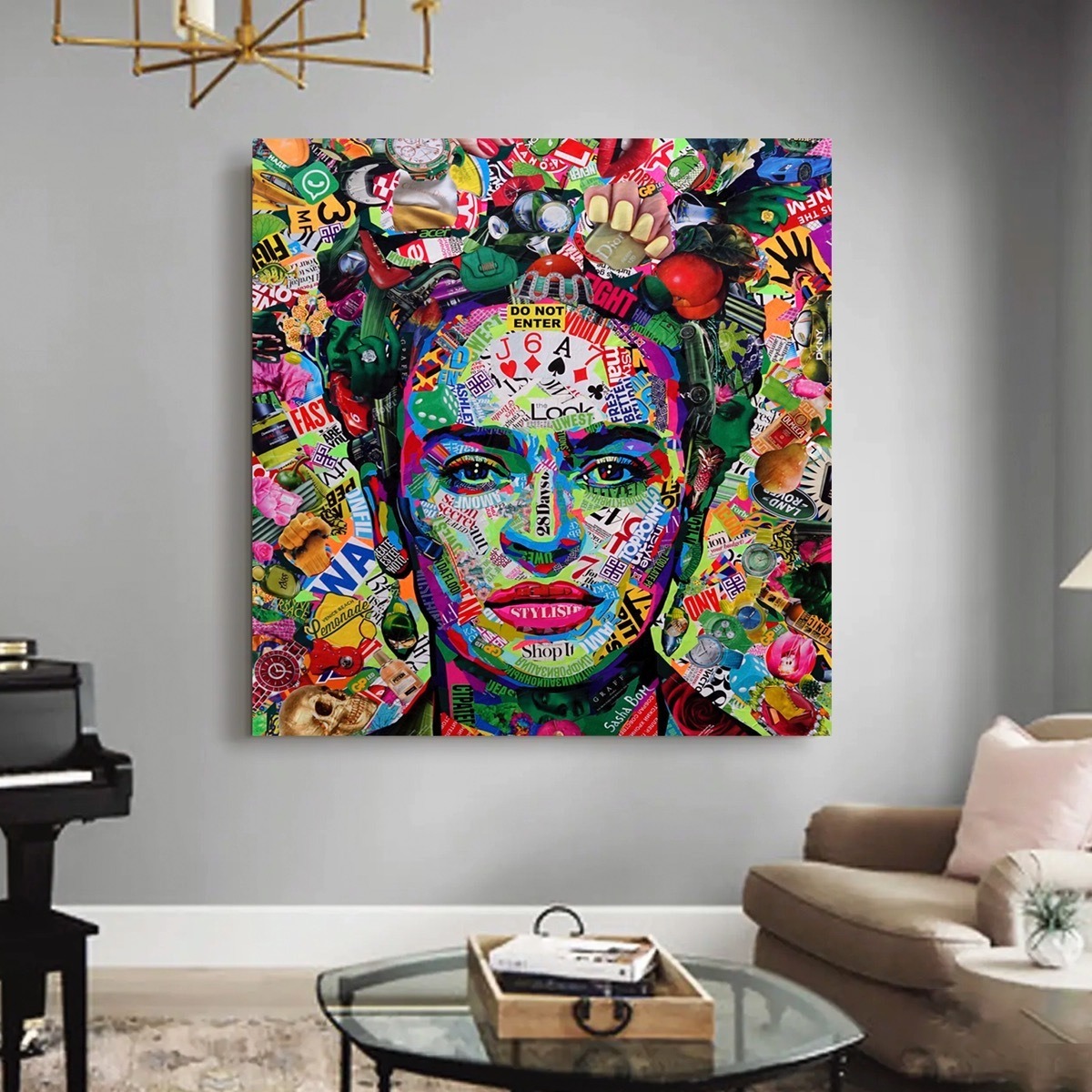 Foto 3 pulgar | Cuadro Frida Kahlo Graffiti Canvas Grueso 90x80cm Premium Hd