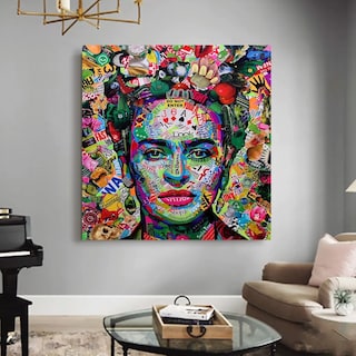 Foto 2 | Cuadro Frida Kahlo Graffiti Canvas Grueso 90x80cm Premium Hd