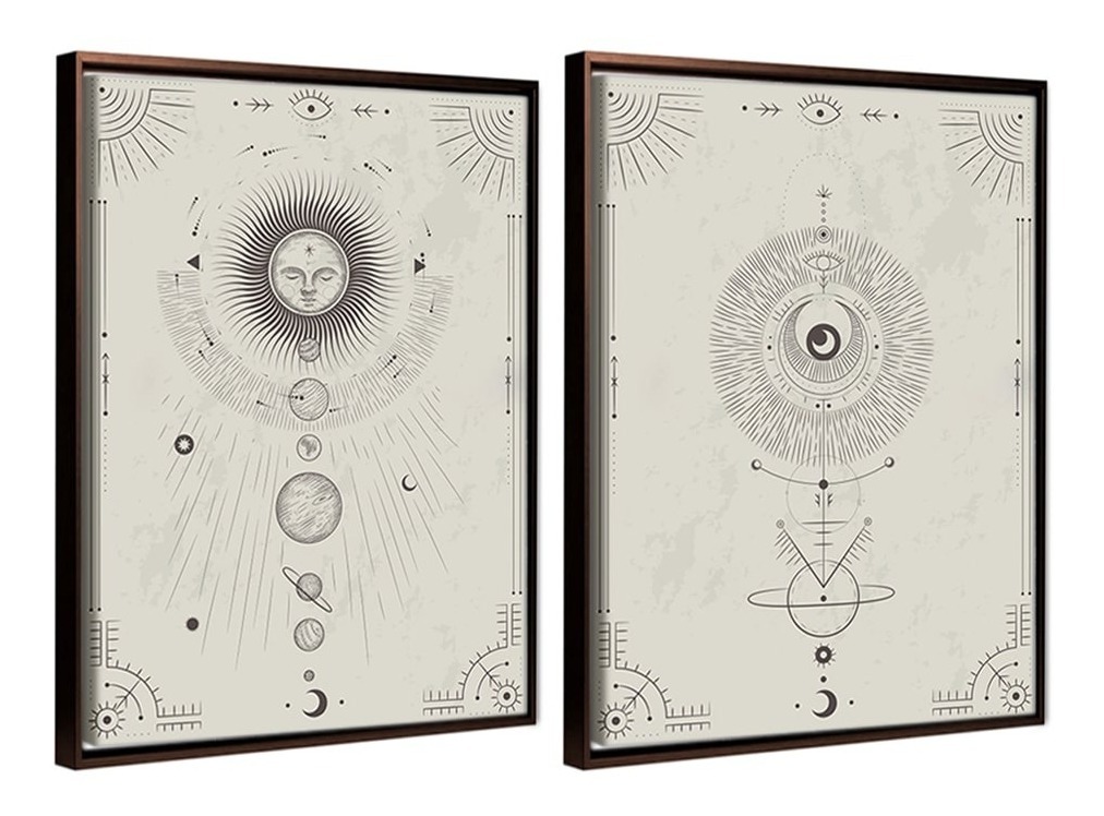 Foto 4 pulgar | Set Cuadros Cartas Tarot Sol Y Luna Decorativos En Canvas