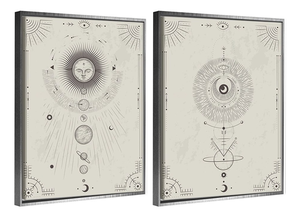 Foto 4 | Set Cuadros Cartas Tarot Sol Y Luna Decorativos En Canvas