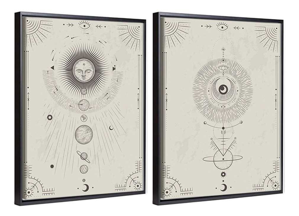 Foto 5 | Set Cuadros Cartas Tarot Sol Y Luna Decorativos En Canvas