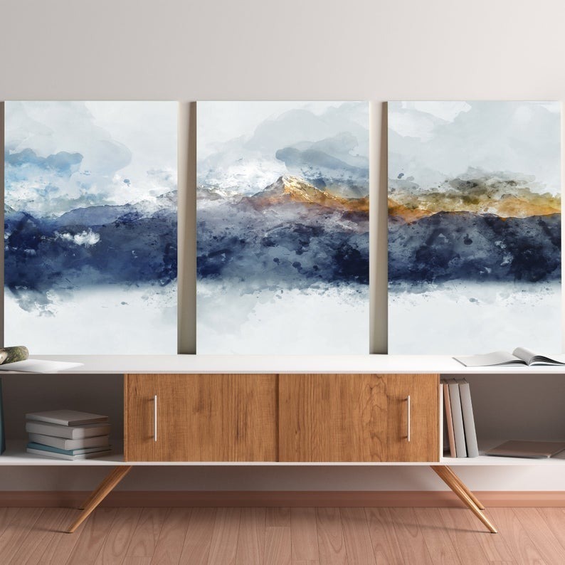 Foto 5 | Tríptico Cuadros Canvas Arte Abstracto Paisaje Montañas Hd