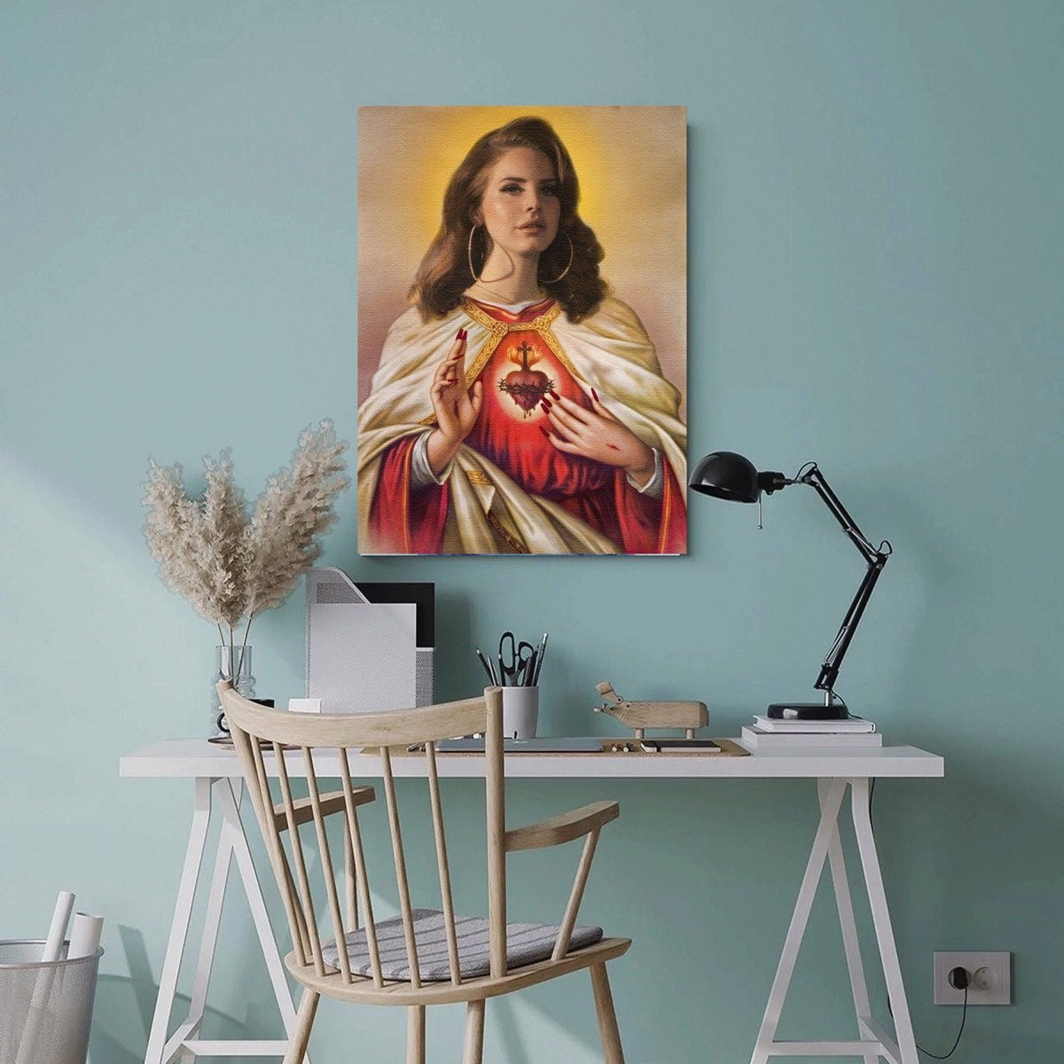 Foto 4 pulgar | Cuadro Lana Del Rey Santa Virgen Canvas Grueso Colores Vivos