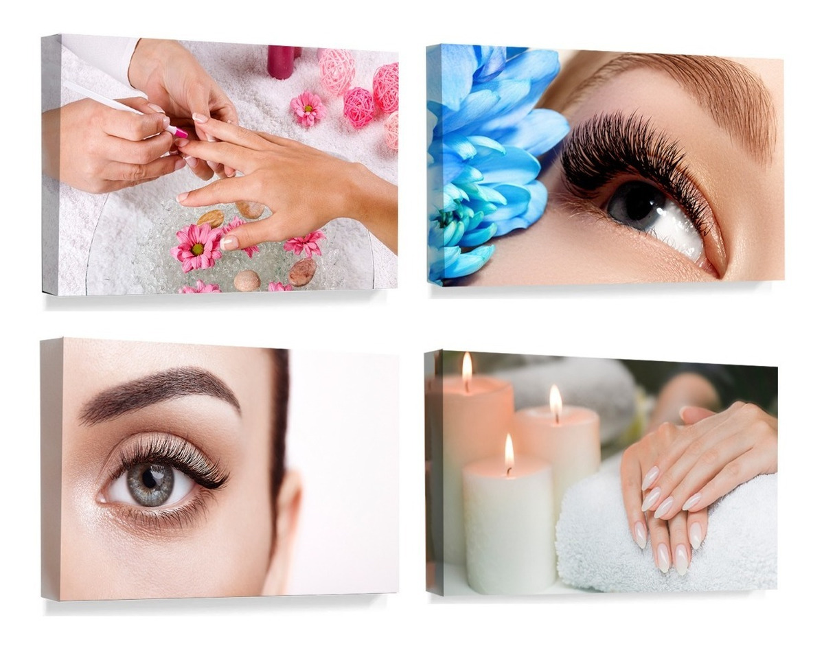 Set Cuadros Salón Uñas Pestañas Belleza Spa Premium Canvas