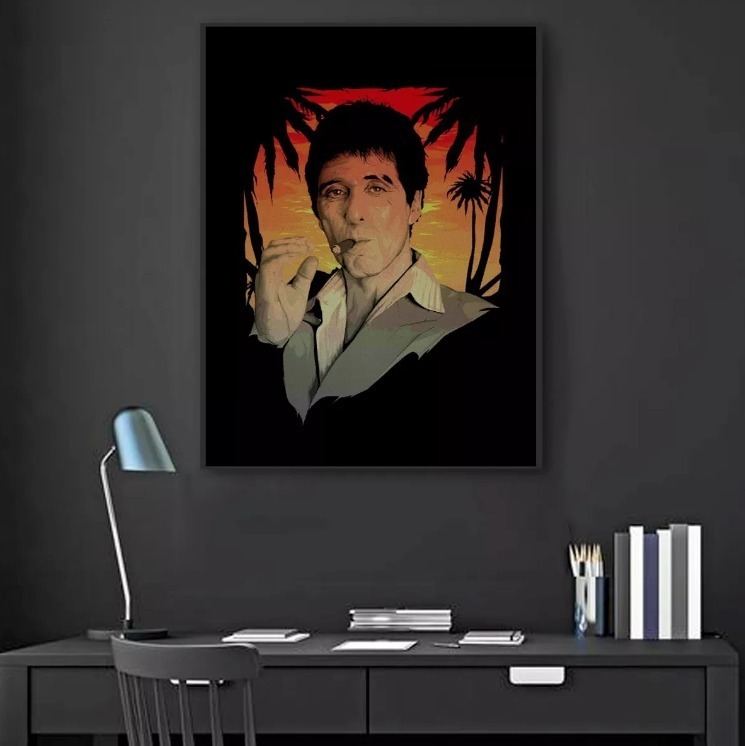 Foto 2 pulgar | Cuadro Scarface Cara Cortada Tony Montana  Canvas 5 Modelos Diferentes Cuadro Estilo Galeria