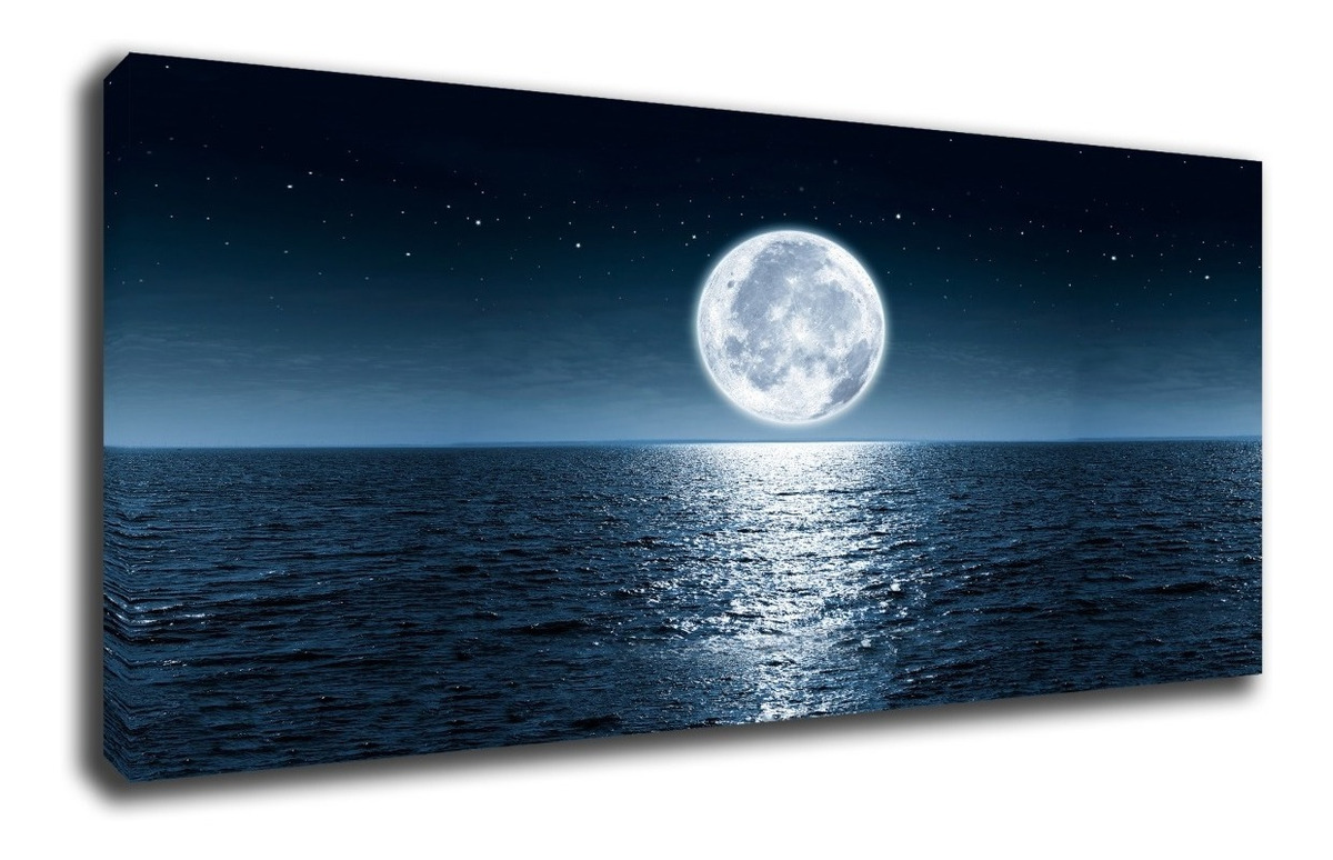 Cuadro Decorativo Luna Naturaleza Playa Mar Elegante Moderno Color Colores