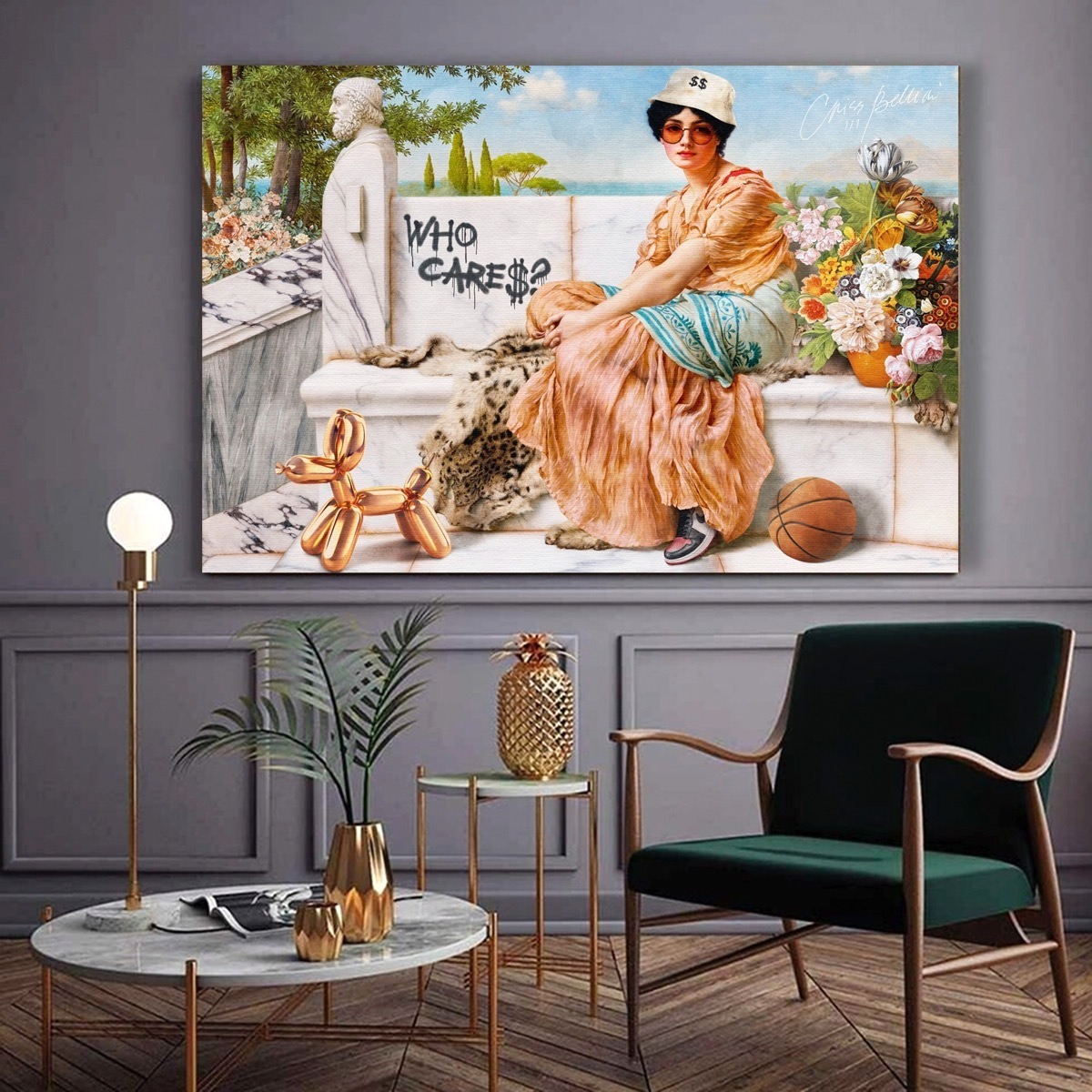 Cuadro Who Cares? Money Arte Clásico Moderno Canvas 140x90 Color Who Cares?