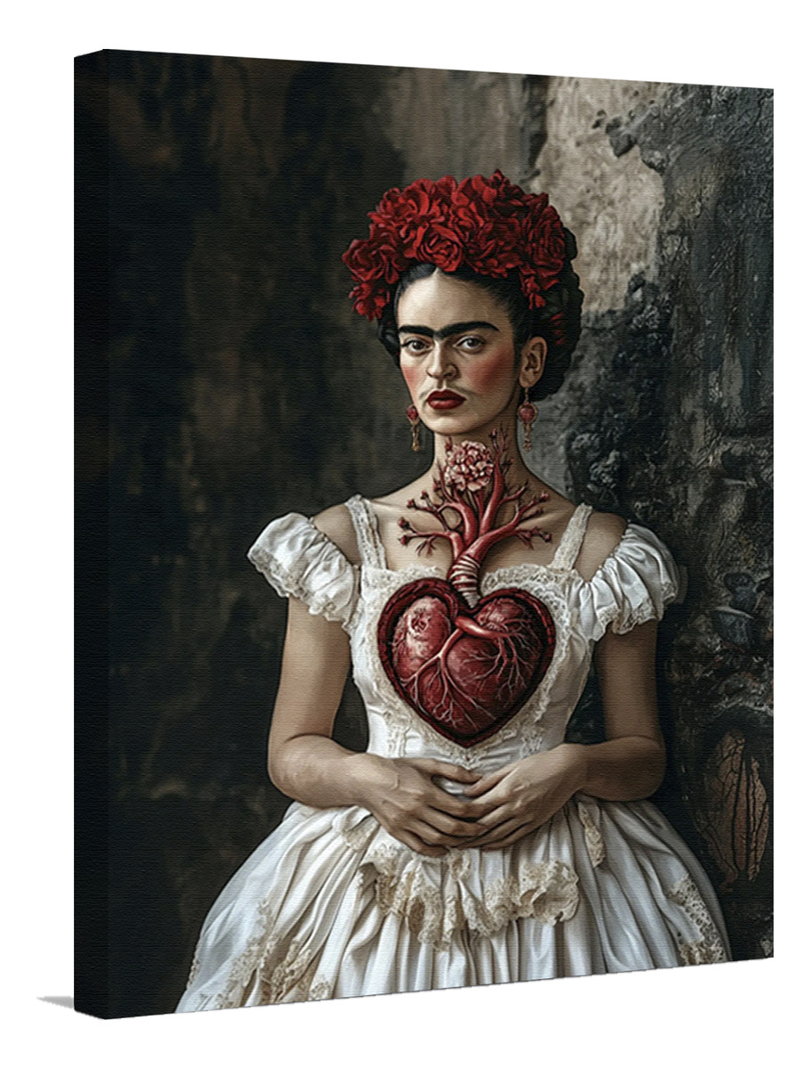 Corazón Frida Kahlo Arte Mexicano Cuadro Canvas 50x70 Cm