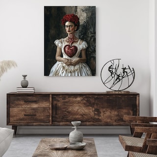 Foto 2 | Corazón Frida Kahlo Arte Mexicano Cuadro Canvas 50x70 Cm