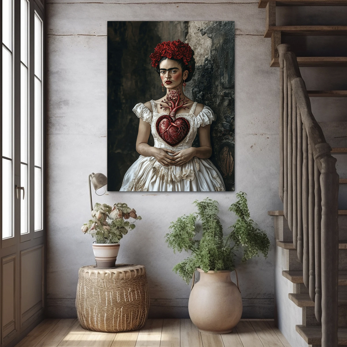 Foto 5 pulgar | Corazón Frida Kahlo Arte Mexicano Cuadro Canvas 50x70 Cm