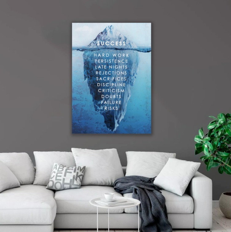 Foto 4 pulgar | Cuadro Canvas Motivacional Iceberg Del Éxito Cuadro Oficina Color Azul Armazón Bastidor