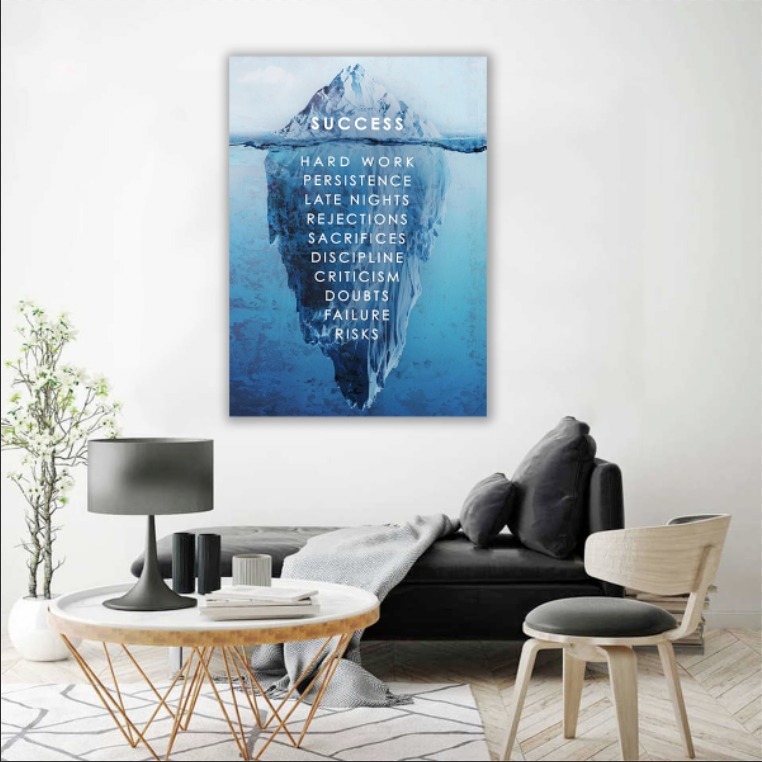 Foto 5 pulgar | Cuadro Canvas Motivacional Iceberg Del Éxito Cuadro Oficina Color Azul Armazón Bastidor