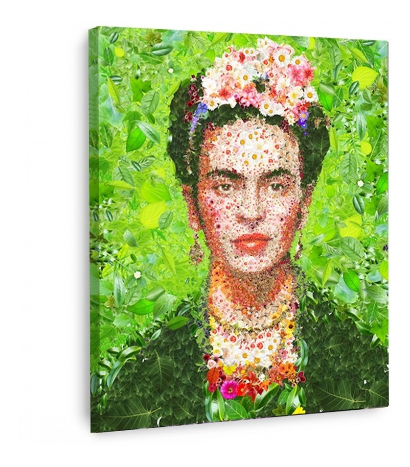Cuadro Canvas Frida Kahlo De Flores Plantas Moderno Mexicano