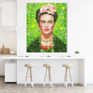 Foto 3 | Cuadro Canvas Frida Kahlo De Flores Plantas Moderno Mexicano