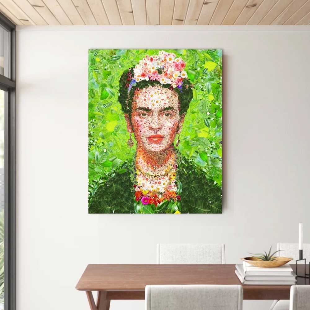 Foto 5 pulgar | Cuadro Canvas Frida Kahlo De Flores Plantas Moderno Mexicano