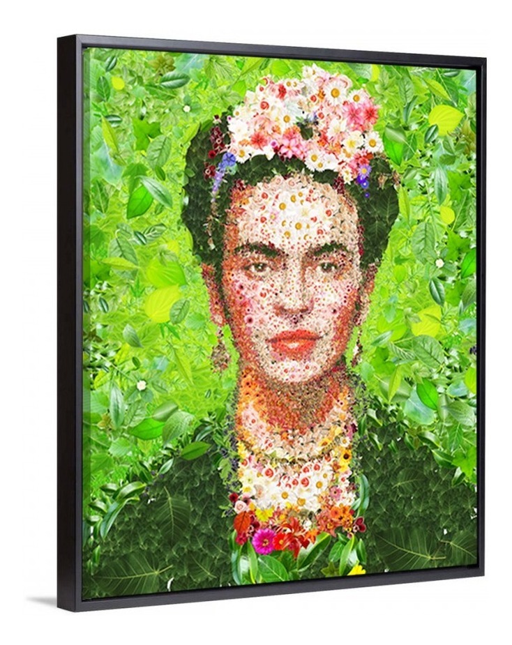 Foto 6 pulgar | Cuadro Canvas Frida Kahlo De Flores Plantas Moderno Mexicano