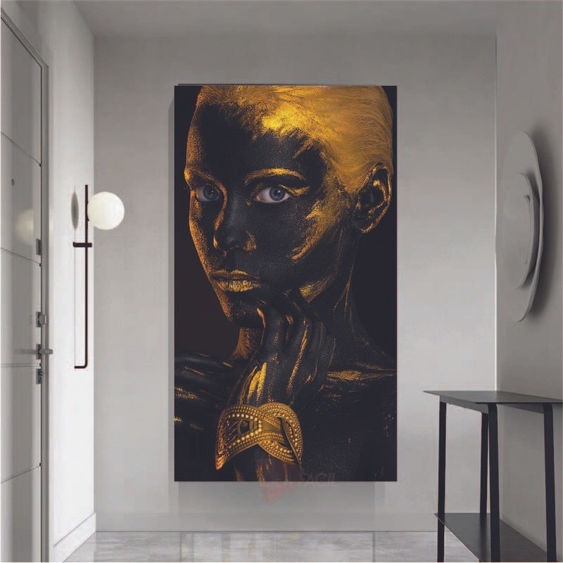 Foto 1 | Cuadro Mujer Africana Dorado Artístico Canvas Grueso 90x50