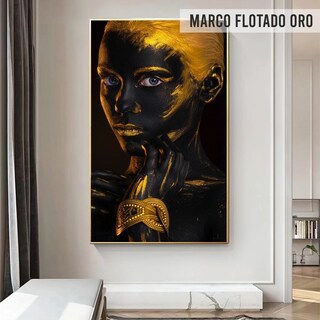 Foto 2 | Cuadro Mujer Africana Dorado Artístico Canvas Grueso 90x50