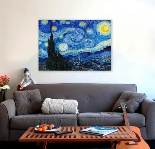 Foto 6 pulgar | 73x92 Van Gogh Noche Estrellada Lienzo Canvas De Algodón No
