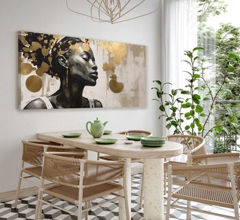 Foto 3 | Cuadro Decorativo Africana Dorado Canvas Grande 110x140cm