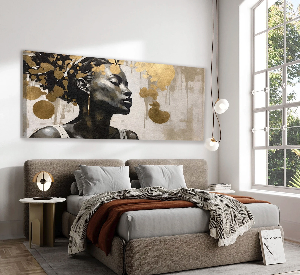 Foto 5 pulgar | Cuadro Decorativo Africana Dorado Canvas Grande 110x140cm