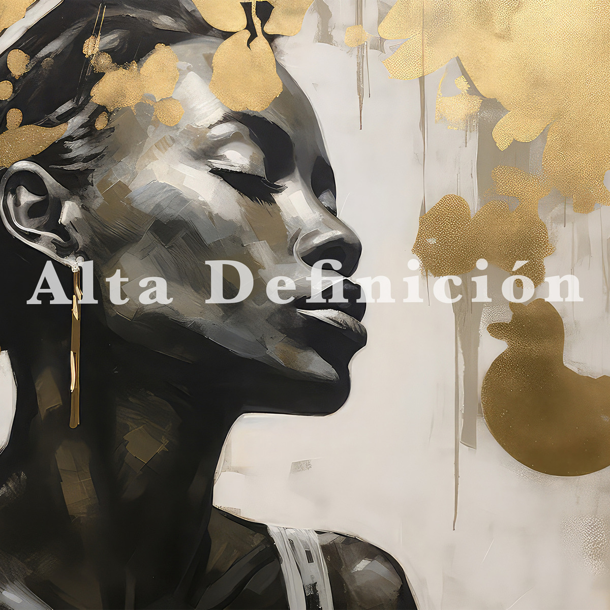 Foto 5 | Cuadro Decorativo Africana Dorado Canvas Grande 110x140cm