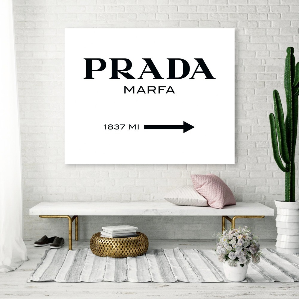 Foto 3 pulgar | Cuadro Prada Marfa Sign Canvas Mate Artistico Listo Colgar