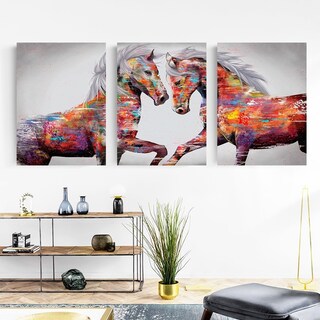 Foto 2 | Cuadros Canvas Caballos Modernos Abstractos Set 3 Tipo Oleo