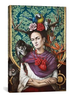 Foto 1 | Cuadro Canvas Frida Kahlo Arte Mexicano Moderno Eco Friendly Color Verdes Armazón Bastidor