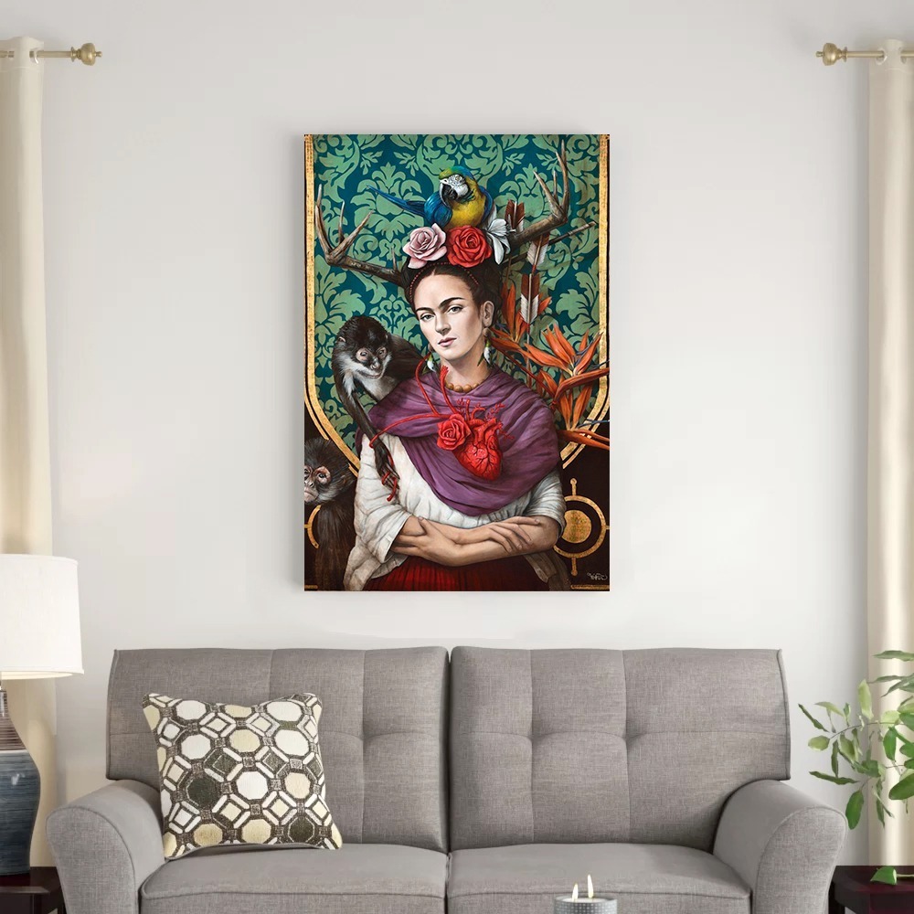 Foto 2 | Cuadro Canvas Frida Kahlo Arte Mexicano Moderno Eco Friendly Color Verdes Armazón Bastidor