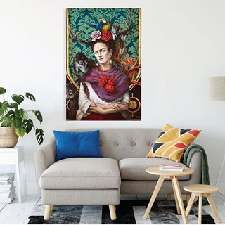 Foto 4 | Cuadro Canvas Frida Kahlo Arte Mexicano Moderno Eco Friendly Color Verdes Armazón Bastidor