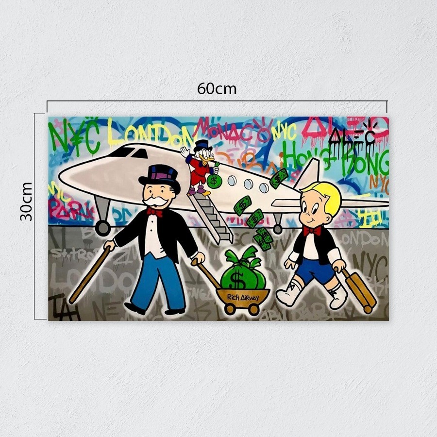 Foto 2 | Cuadro Decorativo Alec Monopoly Avión Jet Richairway Graffit Color Negro