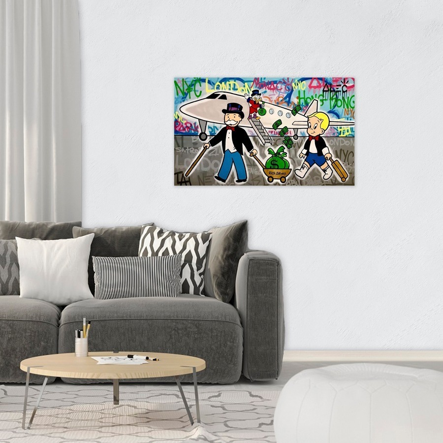 Foto 4 pulgar | Cuadro Decorativo Alec Monopoly Avión Jet Richairway Graffit Color Negro