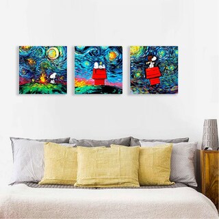Foto 1 | Cuadros Canvas Snoopy Charlie Brown Noche Estrellada Set 3