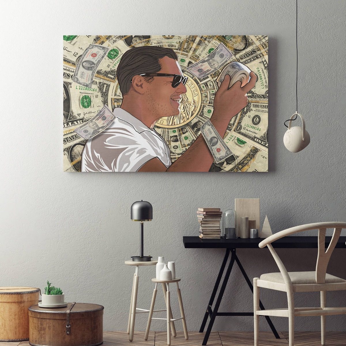 Foto 2 pulgar | Cuadro Wolf Of Wall Street Money Dinero En Lienzo Canvas