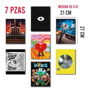 Foto 2 | Bad Bunny Discografia Cuadros Tela Canvas Grueso Set De 7