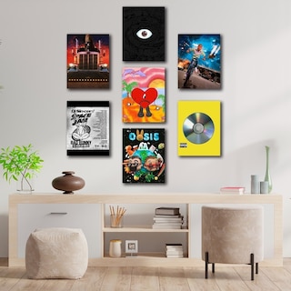Foto 3 | Bad Bunny Discografia Cuadros Tela Canvas Grueso Set De 7