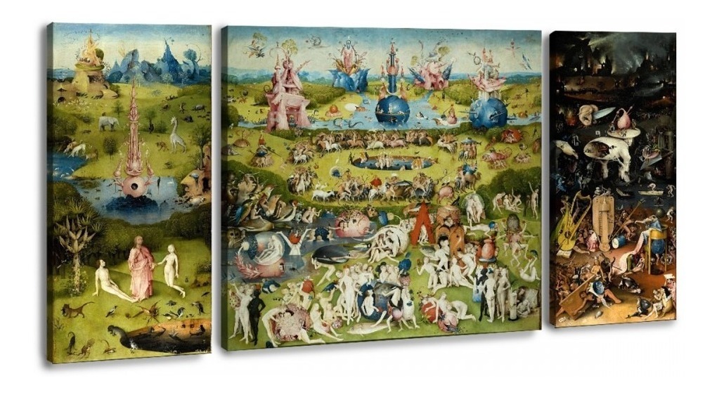 Tríptico Jardín De Las Delicias De El Bosco Arte En Lienzo Canvas Con Bastidor Estilo Galeria