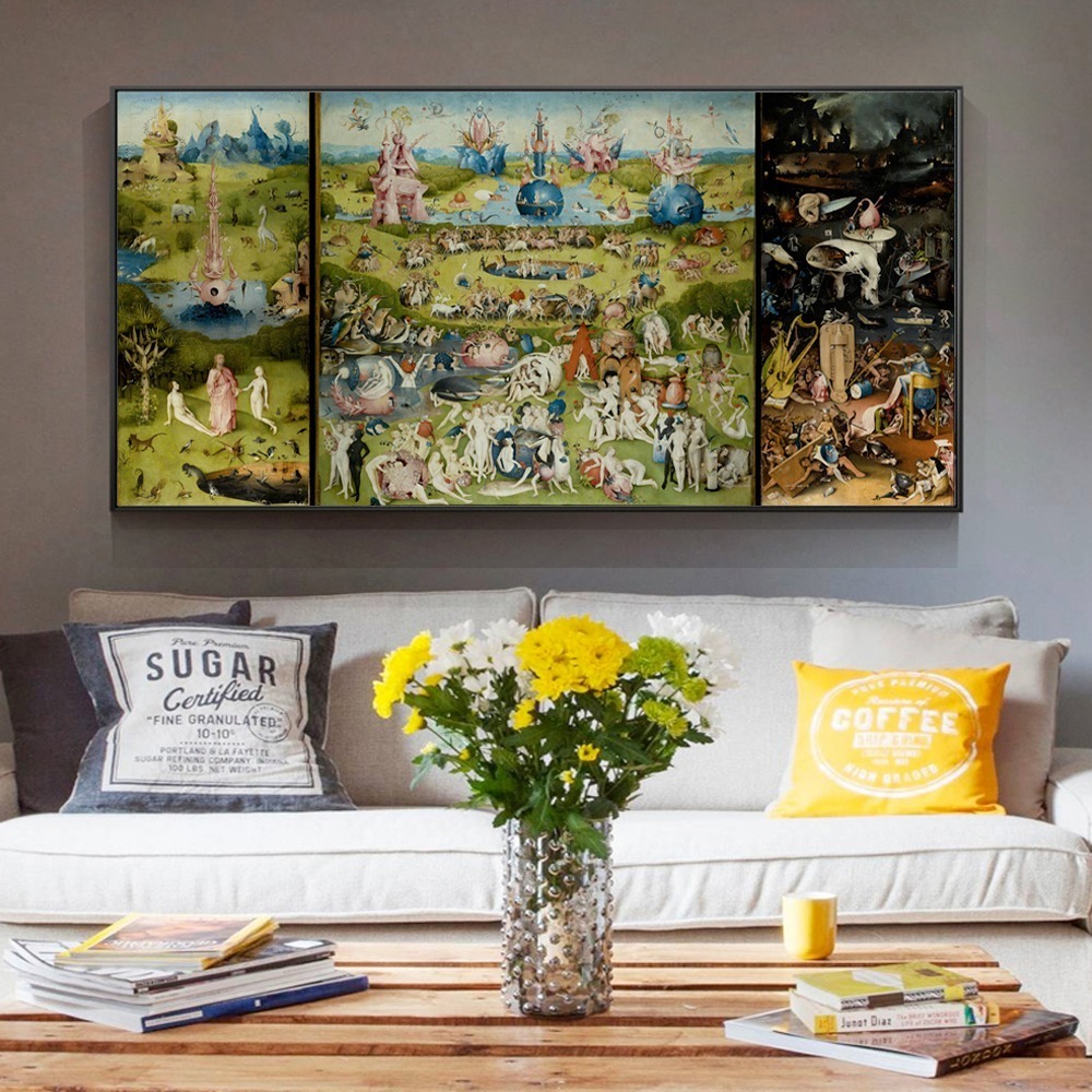 Foto 5 pulgar | Tríptico Jardín De Las Delicias De El Bosco Arte En Lienzo Canvas Con Bastidor Estilo Galeria