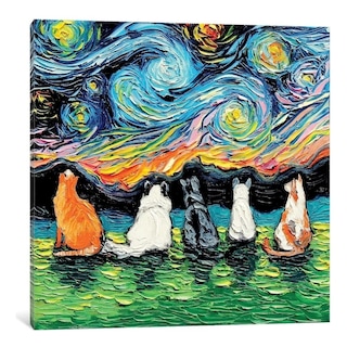 Foto 2 | Cuadro Noche Estrellada Gatos Lienzo Canvas Moderno Cats