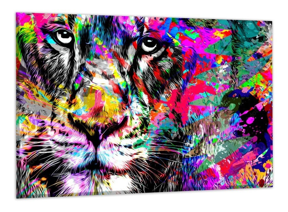 Cuadro Arte Moderno León Abstracto Listo Para Colgar Lienzo Canvas Alta Calidad No Sintetico
