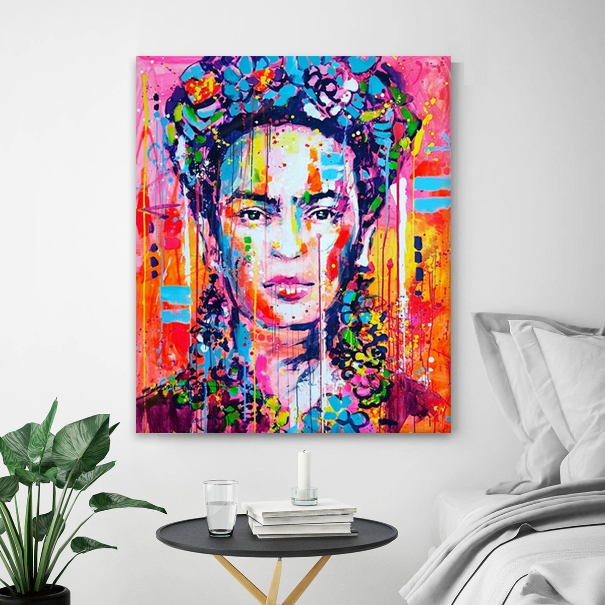 Foto 1 | Cuadro Moderno Frida Kahlo Graffiti Colores En Lienzo Canvas