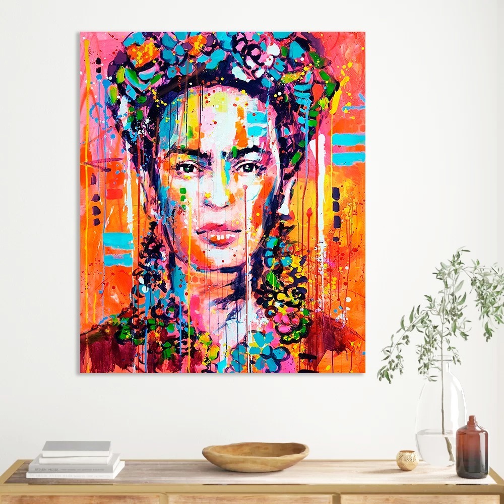 Foto 4 pulgar | Cuadro Moderno Frida Kahlo Graffiti Colores En Lienzo Canvas