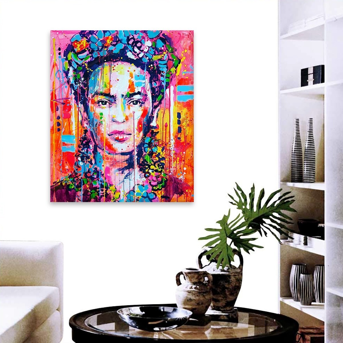 Foto 4 | Cuadro Moderno Frida Kahlo Graffiti Colores En Lienzo Canvas