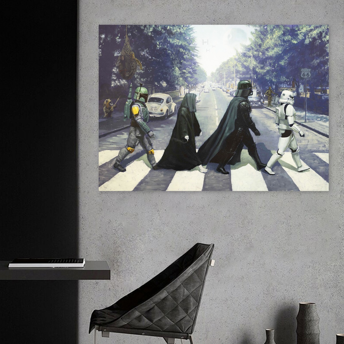 Foto 4 pulgar | Cuadro Star Wars Abbey Road Grande En Canvas Premium 4k Color Multicolor Armazón Bastidor De Madera