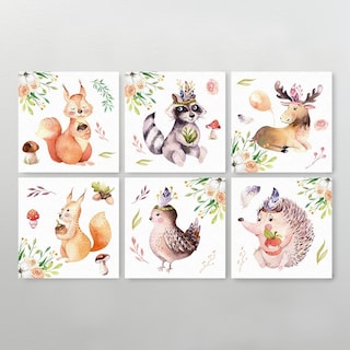 Foto 3 | Set 6 Cuadros Tela Canvas Cuarto Bebé Animales Envio Gratis