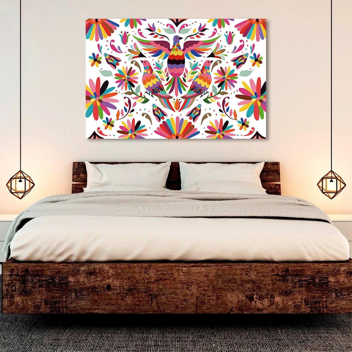 Foto 4 pulgar | Cuadro Decorativo Arte Mexicano Huichol Otomí  Lienzo Canvas Artístico No Sintético Tintas Ecologica